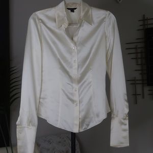 Brooks Brothers 100% Silk Button-down Cream Size 0